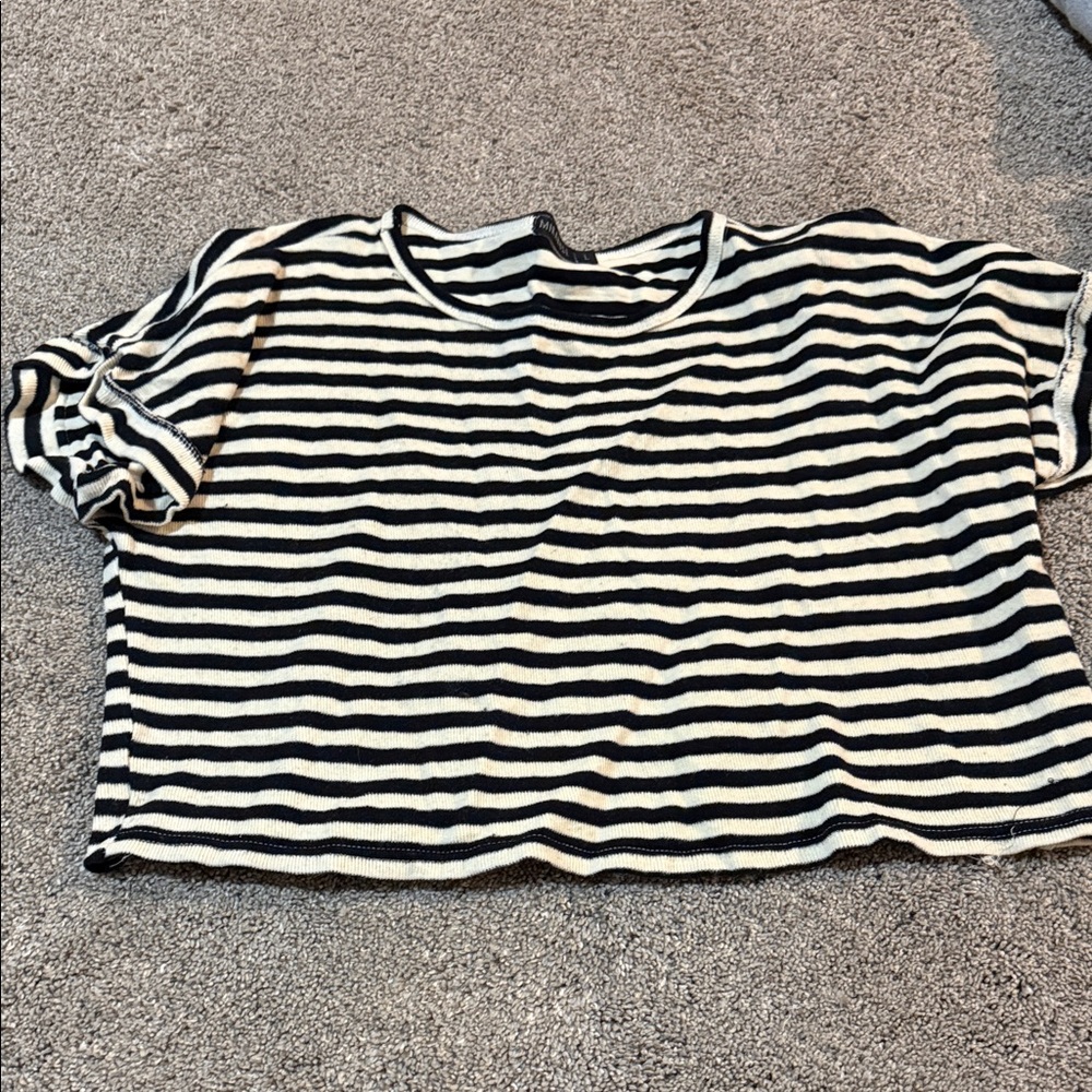 Black and White Striped Crop Top